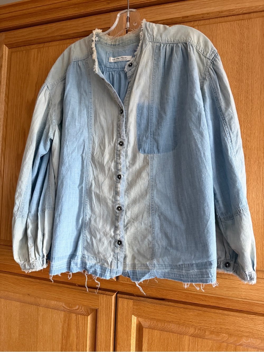 Free People
We the free Set Sail Distressed Denim size Small Oversized Shirt